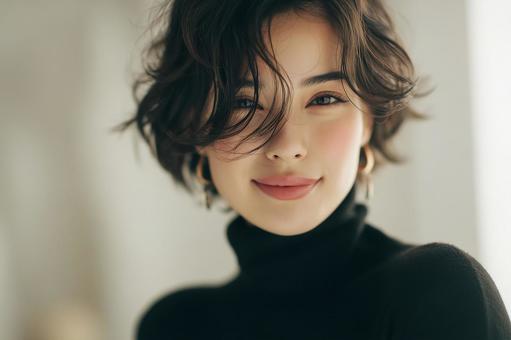 ショートヘアが美しい女性、美容室モデル ショートヘアが美しい女性、美容室モデルの写真