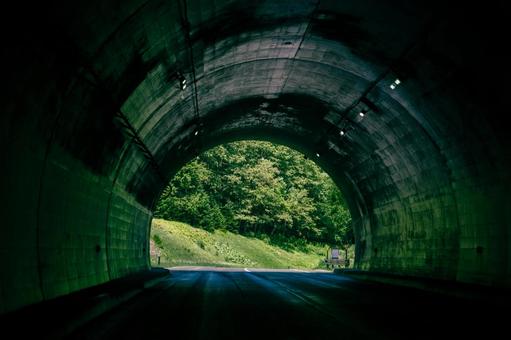 トンネルの出口に見える新緑 トンネルの出口に見える新緑 トンネル,緑,山の写真素材