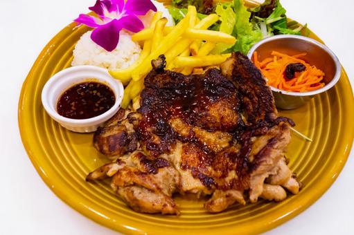 Delicious grilled chicken set meal, JPG