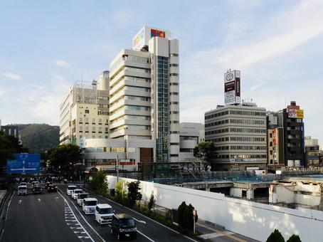 福島駅東口のビル街 福島市,福島駅,地方都市の写真素材