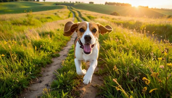 全力疾走する犬 全力疾走する犬の写真