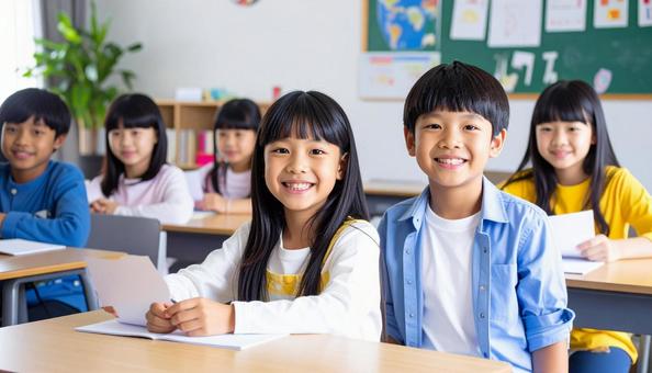 英会話教室で学ぶ子供たち 英会話教室で学ぶ子供たちの写真
