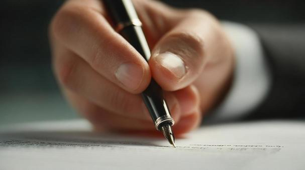 重要な契約書に署名する瞬間 重要な契約書に署名する瞬間の写真