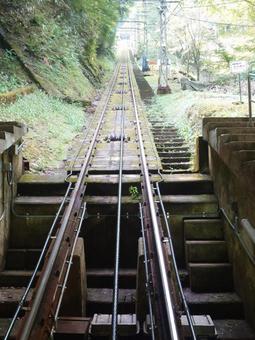 ケーブルカーの線路 ケーブルカーの線路 鉄道,ケーブルカー,鋼索の写真素材
