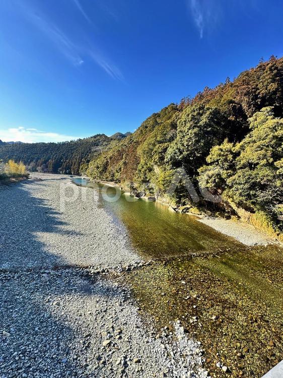 冬の田舎　熊野川　新宮市 田舎,熊野川,新宮市の写真素材