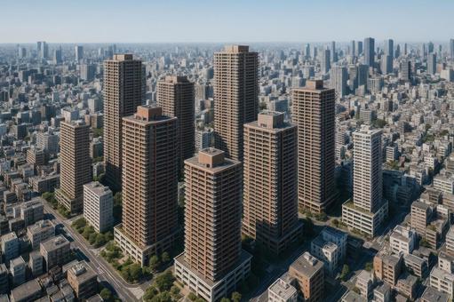 タワーマンション群の俯瞰写真 タワーマンション群の俯瞰写真の写真