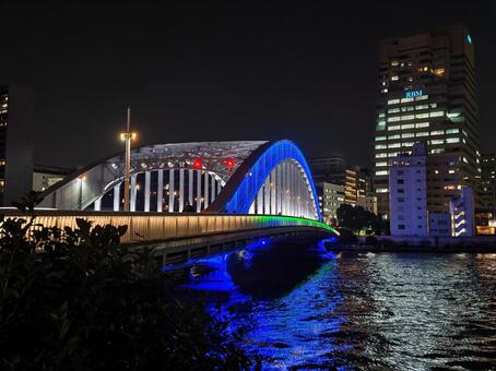 永代橋　夜景　2025年11月 永代橋,隅田川,東京の写真素材