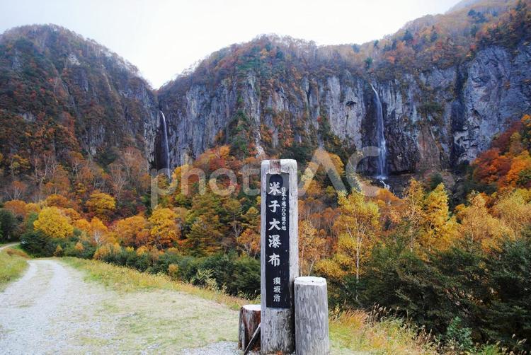 信州須坂　米子瀑布の紅葉 信州,須坂,米子瀑布の写真素材
