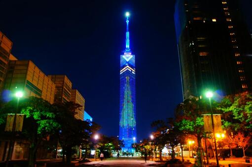 冬の福岡タワー_夜景8 風景,日本,九州の写真素材