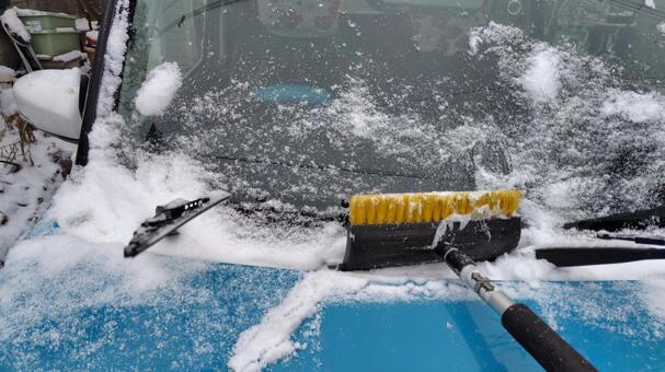 雪と車 雪,車,雪かきの写真素材