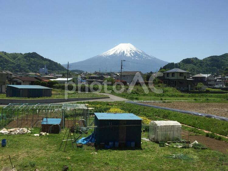 田舎の風景　富士山 富士山,山梨県,空の写真素材
