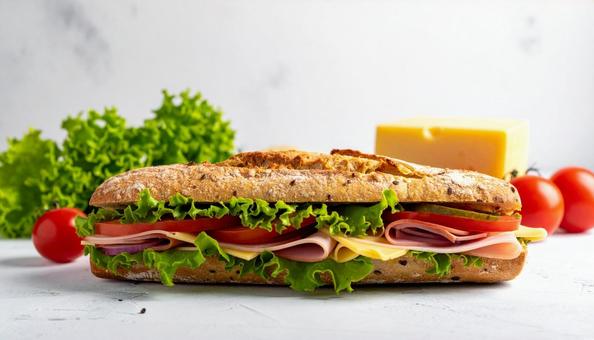 美味しいチーズ入りのミックスサンドイッチの写真