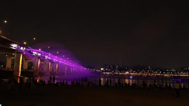 漢江 漢江 夜景,韓国,漢江の写真素材