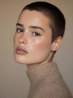 ショートカットの女性のポートレート ショートカットの女性のポートレートの写真