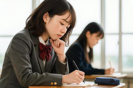 教室で勉強する学生・受験・センター試験 教室で勉強する学生・受験・センター試験の写真