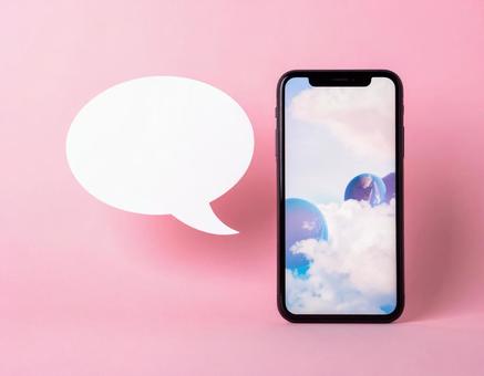 スマートフォンに吹き出しの写真