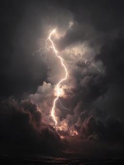 空と地を結ぶ稲妻 空と地を結ぶ稲妻の写真