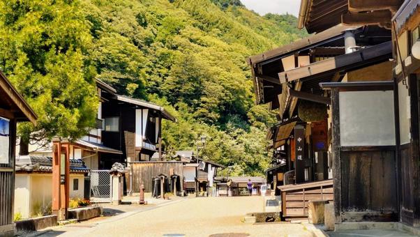 木曽福島の街並み02 宿場町,街並み,日本の写真素材