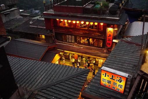 九份 九份 九份,台湾,夜の写真素材