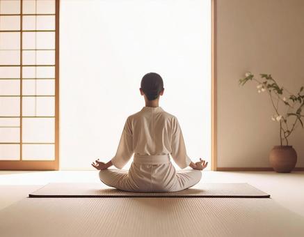 坐禅をする女性 坐禅をする女性の写真