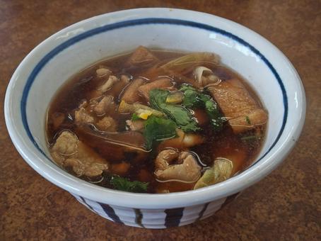 The soup from the udon restaurant's "meat broth udon", udon, gravy, bowl, JPG
