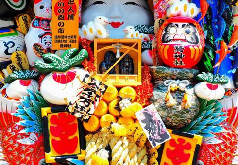 熊手 熊手 熊手,七福神,招き猫の写真素材