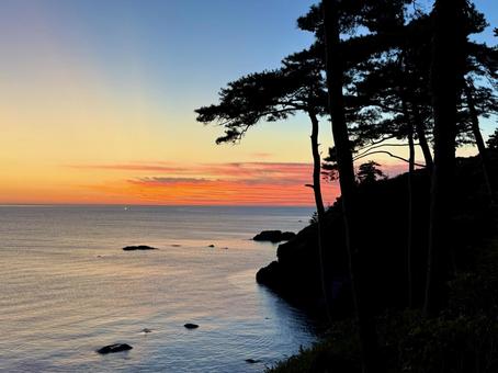 Sunset gradation Tojinbo Sea of Japan horizon, JPG