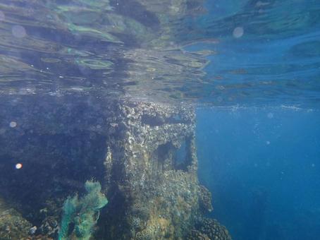 小笠原のシュノーケルポイントの沈船 小笠原のシュノーケルポイントの沈船 小笠原,沈船,シュノーケルの写真素材
