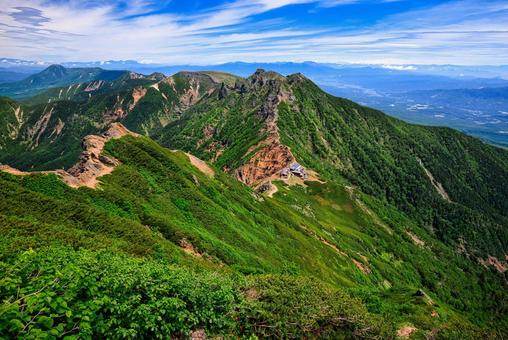 八ヶ岳連峰の赤岳から眺めた横岳 八ヶ岳連峰の赤岳から眺めた横岳 八ヶ岳,赤岳,横岳の写真素材