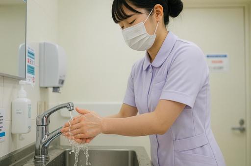 看護師が丁寧に手を洗う 看護師が丁寧に手を洗うの写真