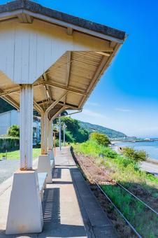 四国　愛媛県　下灘駅 下灘駅,四国,四国地方の写真素材