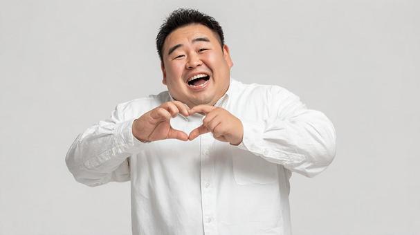 推し活の喜びを全身で表す男性の写真