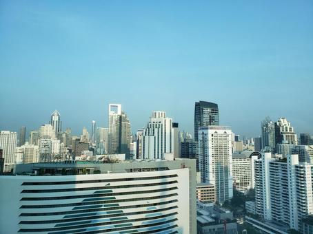 早朝の都市 バンコク,高層階,マンションの写真素材