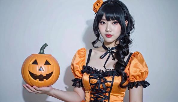ハロウィンの仮装 女性 パンプキンドレス ハロウィンの仮装 女性 パンプキンドレスの写真