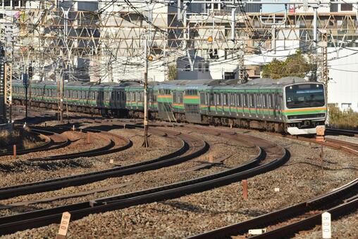 電車の走る風景 電車,jr東日本,東海道線の写真素材