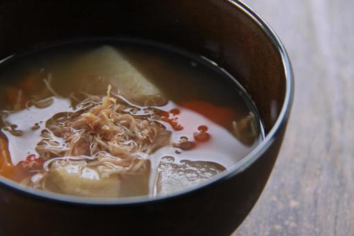 毛蟹汁 味噌汁 毛蟹汁 味噌汁の写真