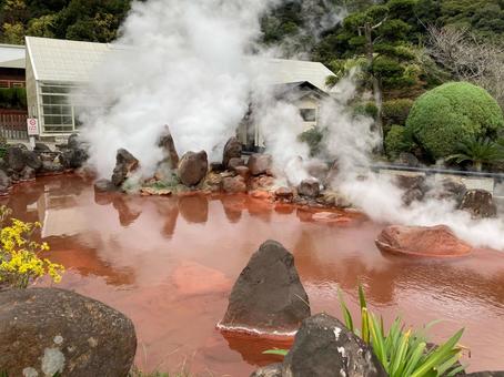 血の池地獄 血の池地獄 蒸気,池,温泉の写真素材