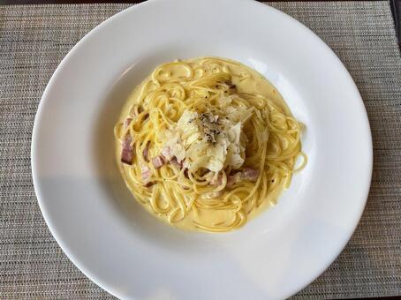 カルボナーラ パスタ,カルボナーラ,チーズの写真素材