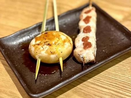 焼鳥 焼鳥,ささみ,玉子の写真素材