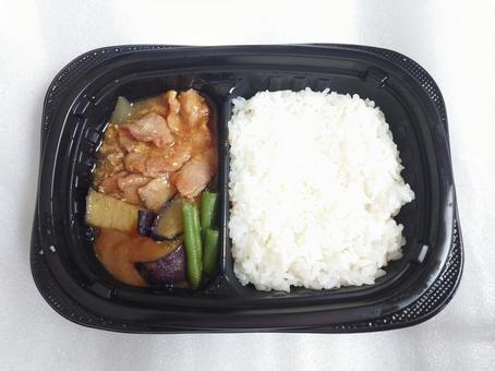 Photo, grilled ginger, box lunch, rice, 