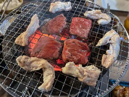 炭火焼肉 焼肉,炭火,網焼きの写真素材