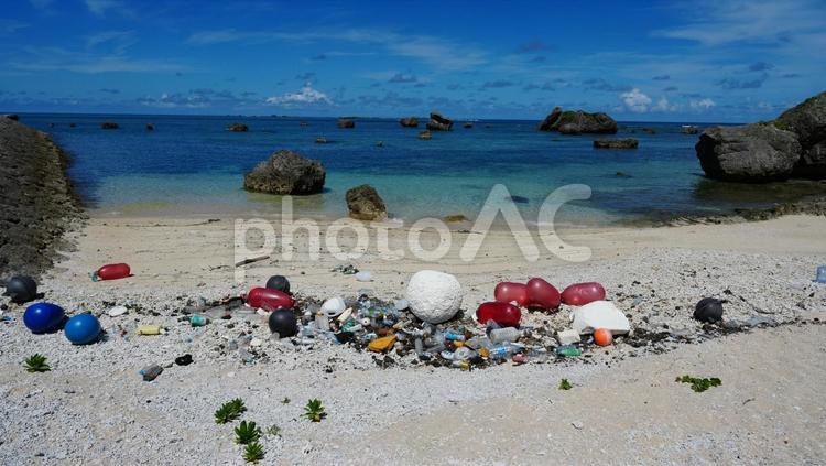 ゴミが漂流した南国の海 ゴミ,南国,海の写真素材