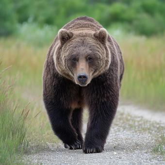 野生の息吹を感じる、ヒグマの雄大な姿の写真