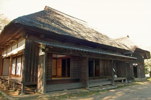 Photo, ahoba farmer, farmhouse, thatched roof, 