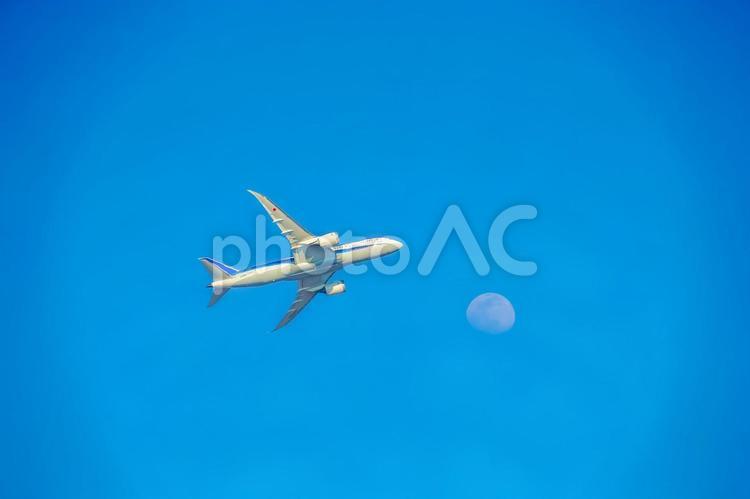旅客機のシルエットと空 旅客機,空,飛行機の写真素材