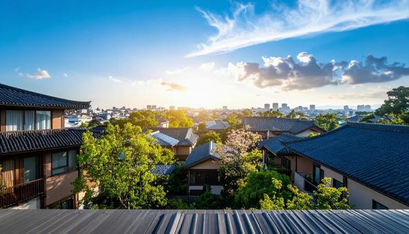 ベランダから見える住宅街 ベランダから見える住宅街の写真