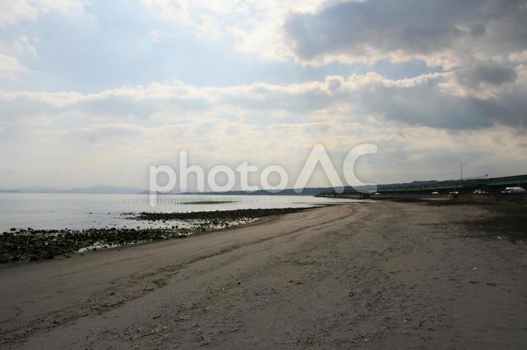 冬の有明海 砂浜,海,風景の写真素材