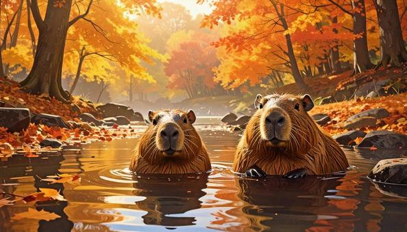 秋のカピバラの写真