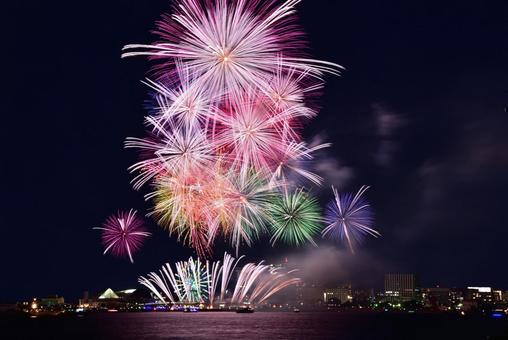 名古屋港花火大会 firework,花火,名古屋港の写真素材