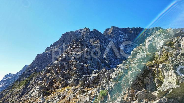 涸沢岳 山,登山,自然の写真素材